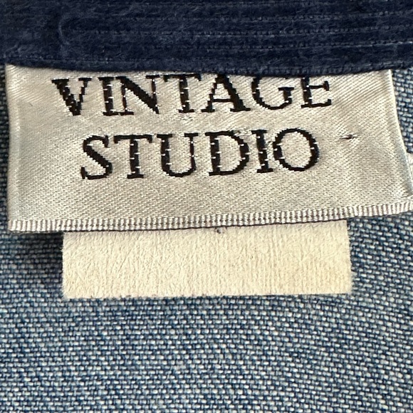 VINTAGE STUDIO 80s Denim MIDI Chore Dress Western Casual Prairie Pockets Size 8 - Picture 11 of 15
